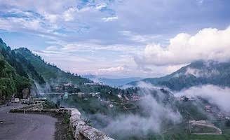 Misty Himalayan mountains