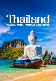 Thailand beach with Buddha statue